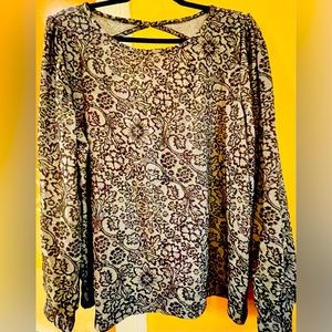 Ann Taylor LOFT women’s blouse, black & gray.